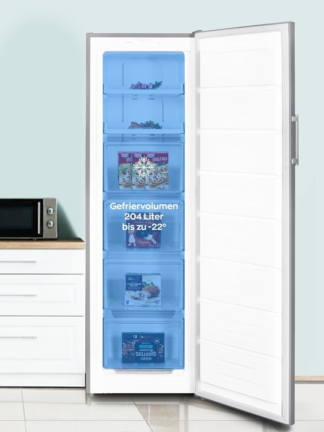 Heinrich´s Gefrierschrank HGS 3193 IX, 170.5 cm hoch, 54.5 cm breit, Tiefkühlschrank Freezer 204 L No-Frost
