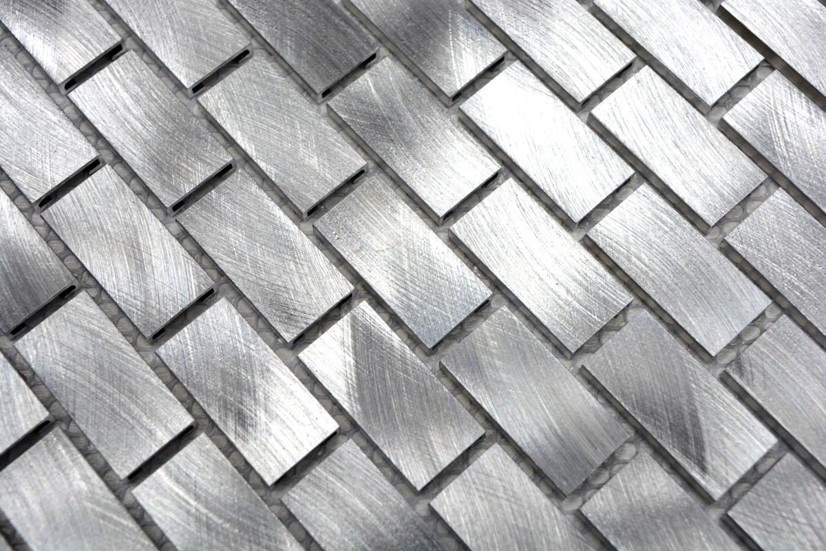 Thumbnail - Mosani Mosaikfliesen Aluminium Mosaik silber matt / 10 Mosaikmatten