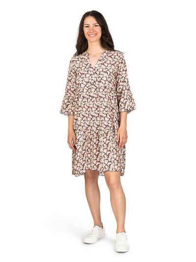 DENIMFY Sommerkleid Damen Kleid DFFrida A-Linie 3/4 Arm Freizeitkleid mit V-Ausschnitt aus 100% Viskose