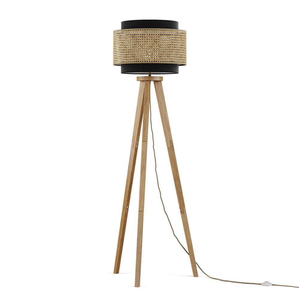 Vicco Stehlampe Morten, Rattan/Schwarz, 45 x 142 cm günstig online kaufen