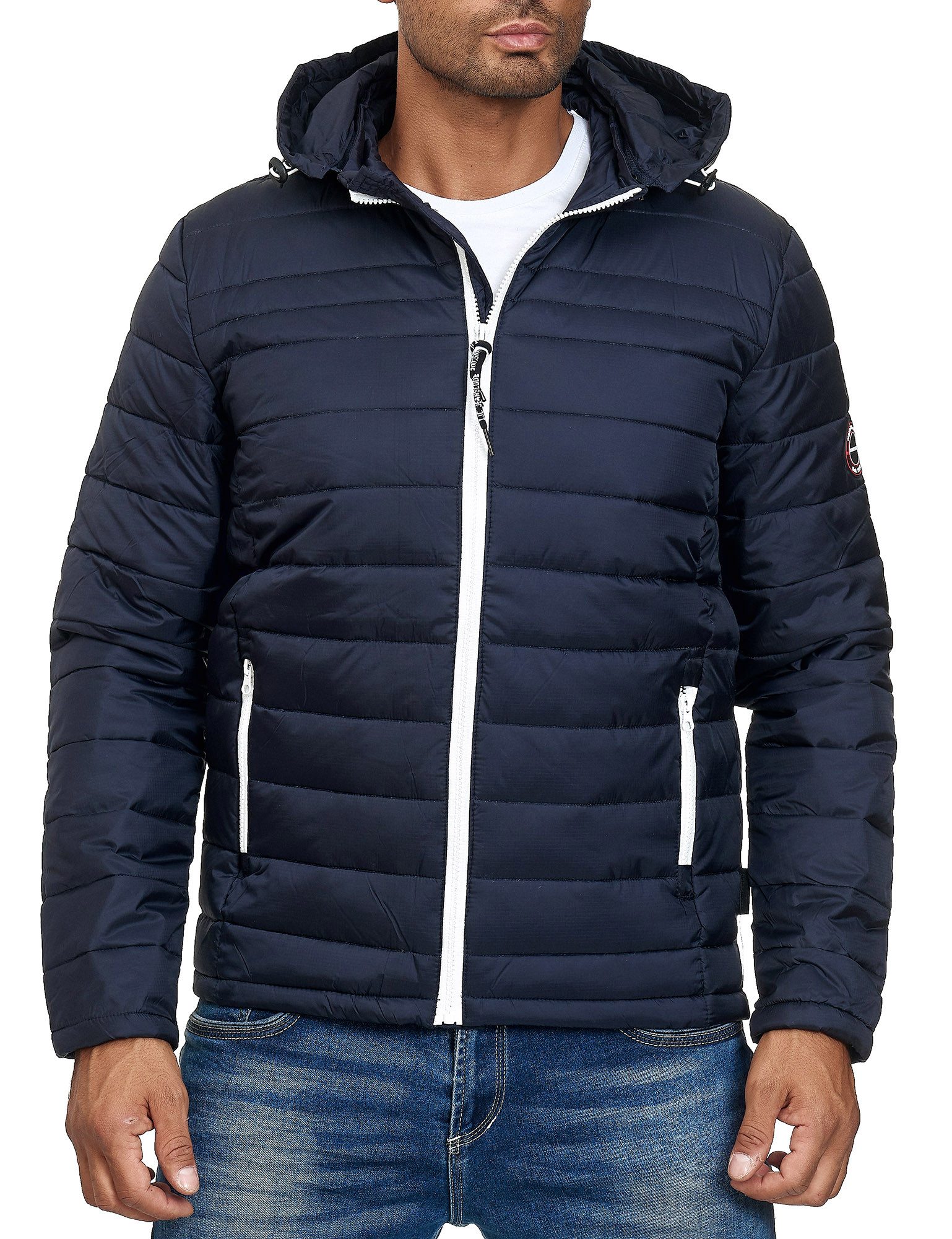 Indicode Allwetterjacke Übergangsjacke Herren - Lascelles - Abtrennbare Kapuze und Tunnelzug Jacke im Steppjacken Look - Windsicher - Ideal für Frühling und Herbst