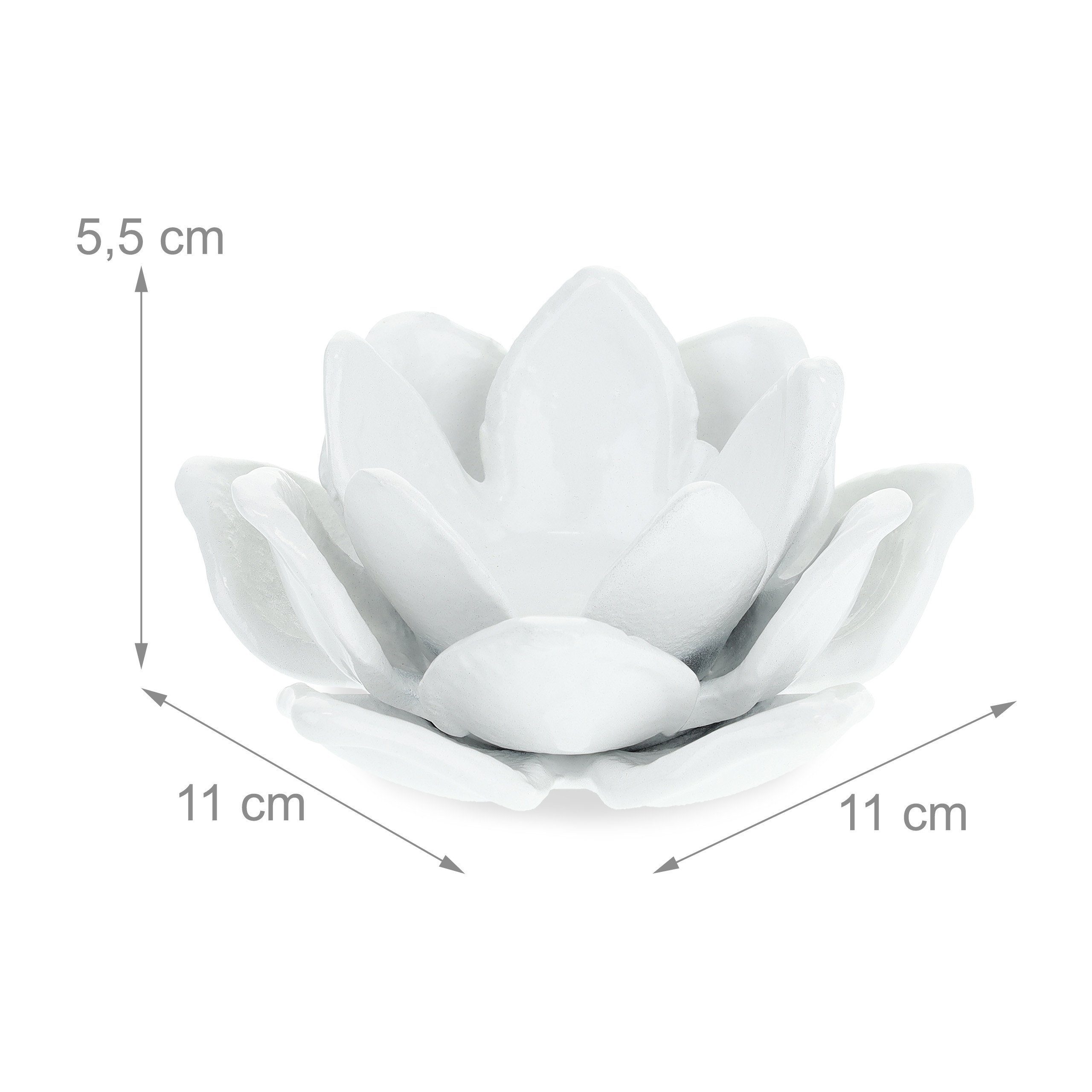 Set Weiß Teelichthalter Lotusform, 2er relaxdays Teelichthalter in