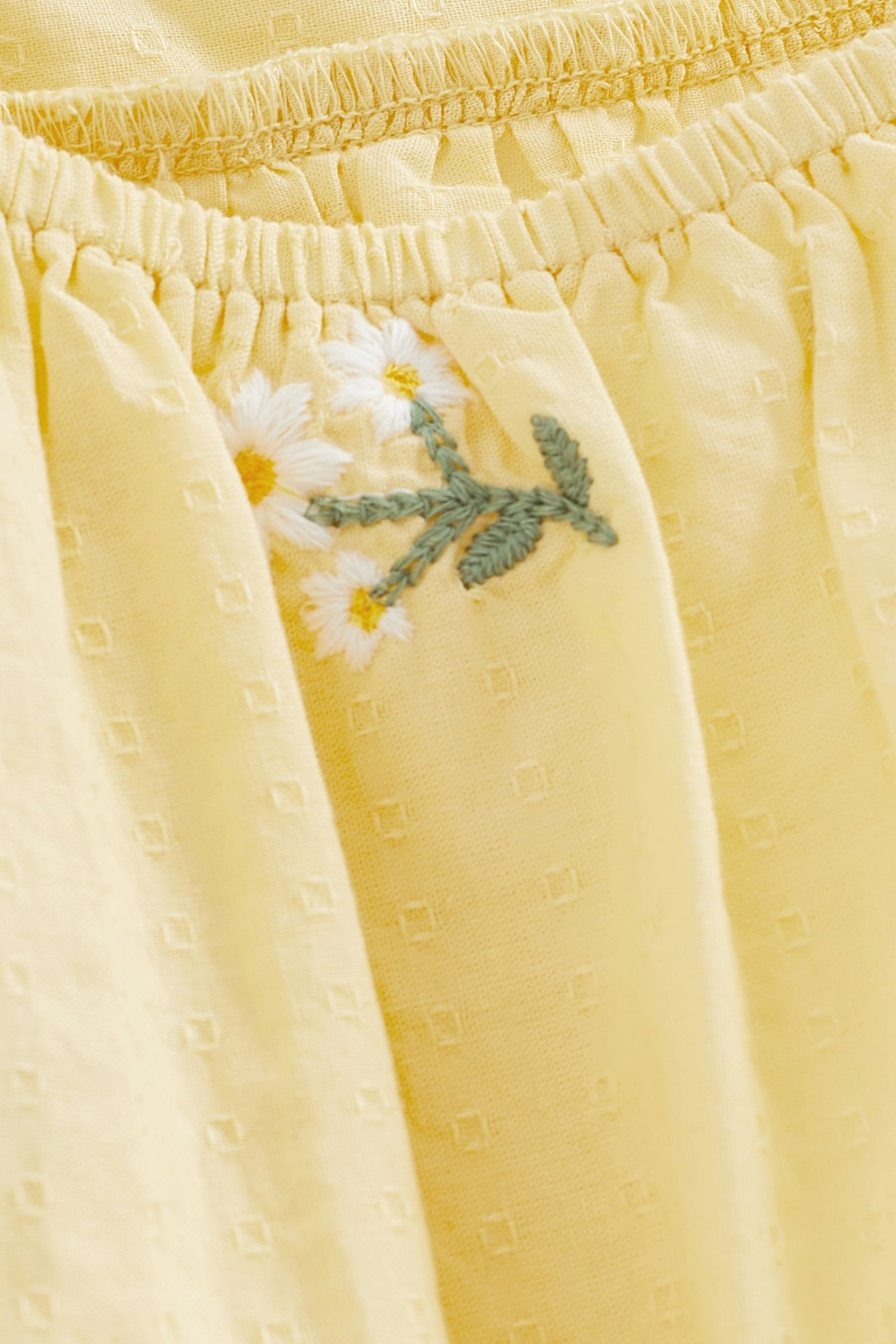 Next Sommerkleid Gerüschtes Kleid mit Lemon Stickereien (1-tlg) Yellow