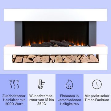 Klarstein Elektrokamin Studio Light & Fire, elektrischer Kamin mit Heizfunktion Heizlüfter elektrischer Kaminofen