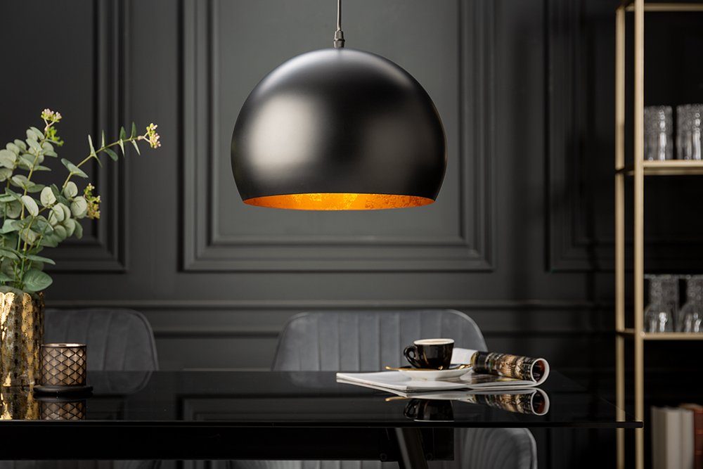 BLACK riess-ambiente Esszimmer Küche Wohnzimmer Hängeleuchte · ohne · schwarz / gold, Leuchtmittel, · 30cm GOLDEN BALL Metall