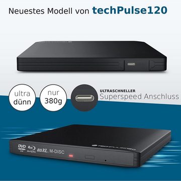 techPulse120 USB 3.1 Typ-C externer M-Disc BDXL Blu-ray Brenner Player Laufwerk Blu-ray-Brenner