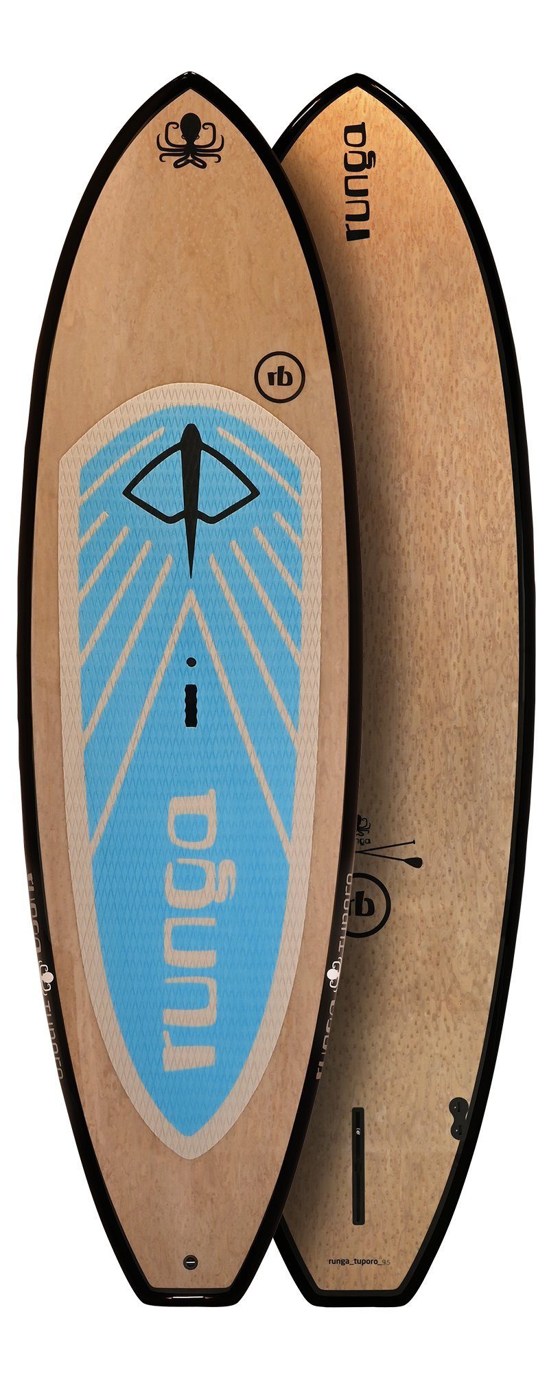 Runga-Boards SUP-Board Runga TUPORO Finnen-Set) Up Paddling & 3-tlg. Board SUP, (10.0, Hard Stand inkl. Lash BLUE Coiled