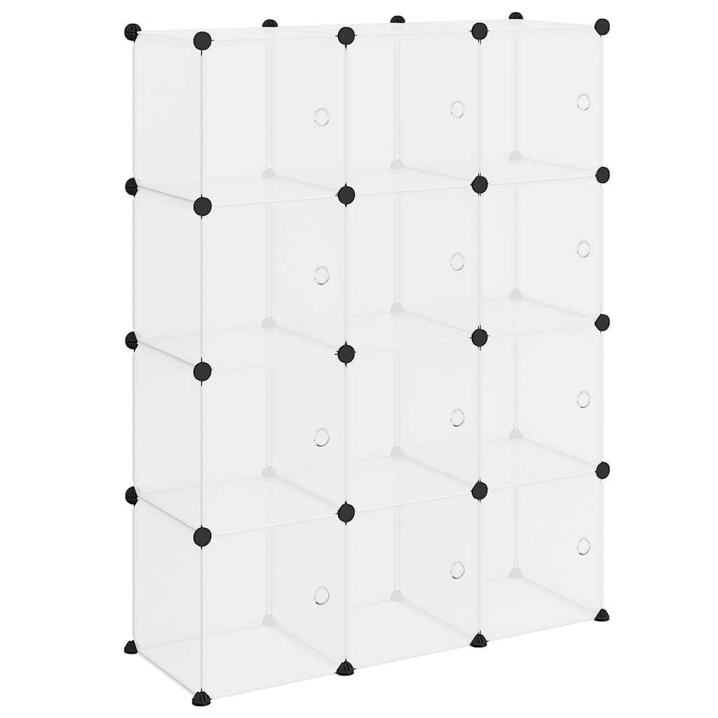 vidaXL Schuhregal Aufbewahrungswürfel-Organizer mit 12 Würfeln&Türen Transparent, 1-tlg.