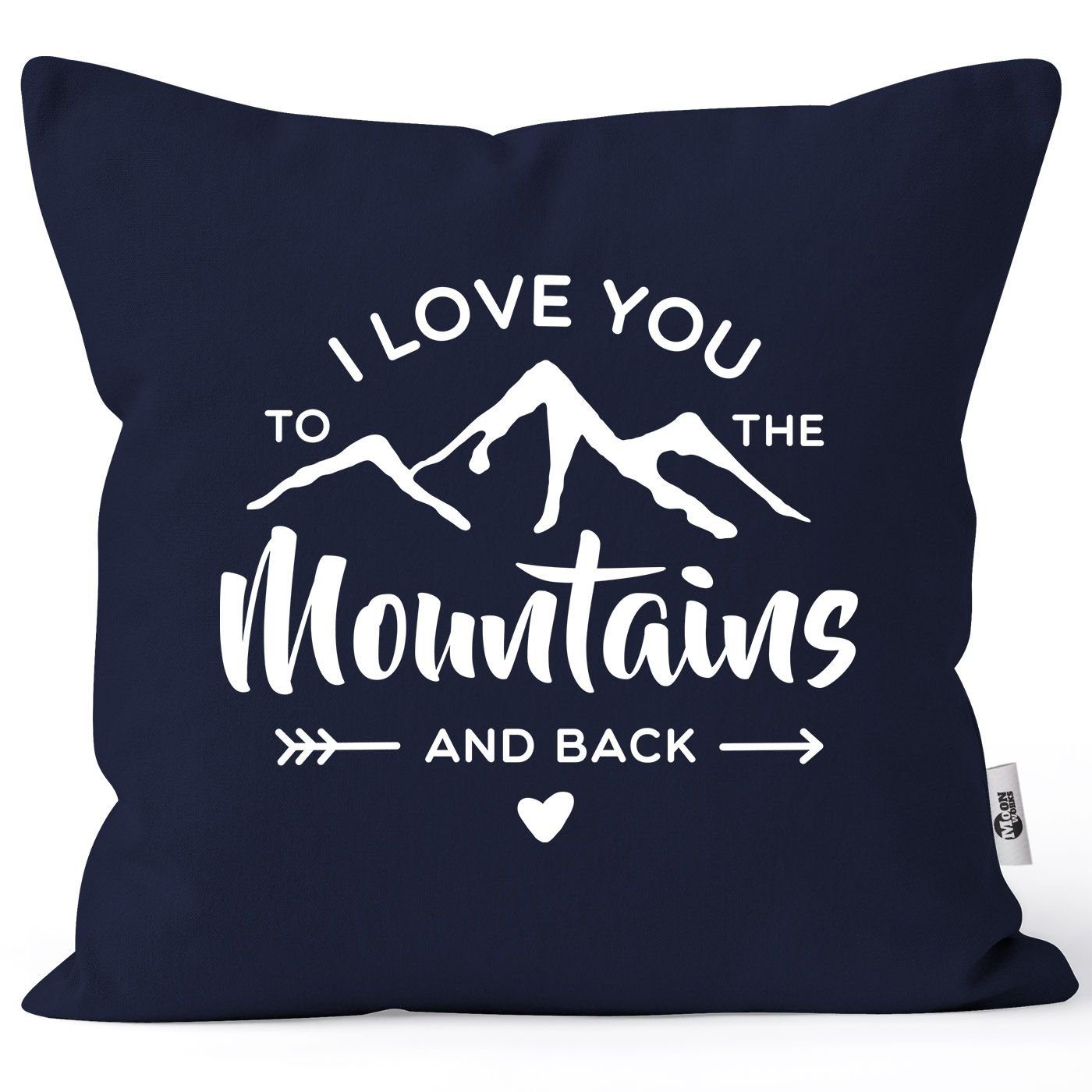 MoonWorks Dekokissen Kissen-Bezug I love you to the mountain and back Liebeserklärung Geschenk Valentinstag Weihnachten Moonworks® navy