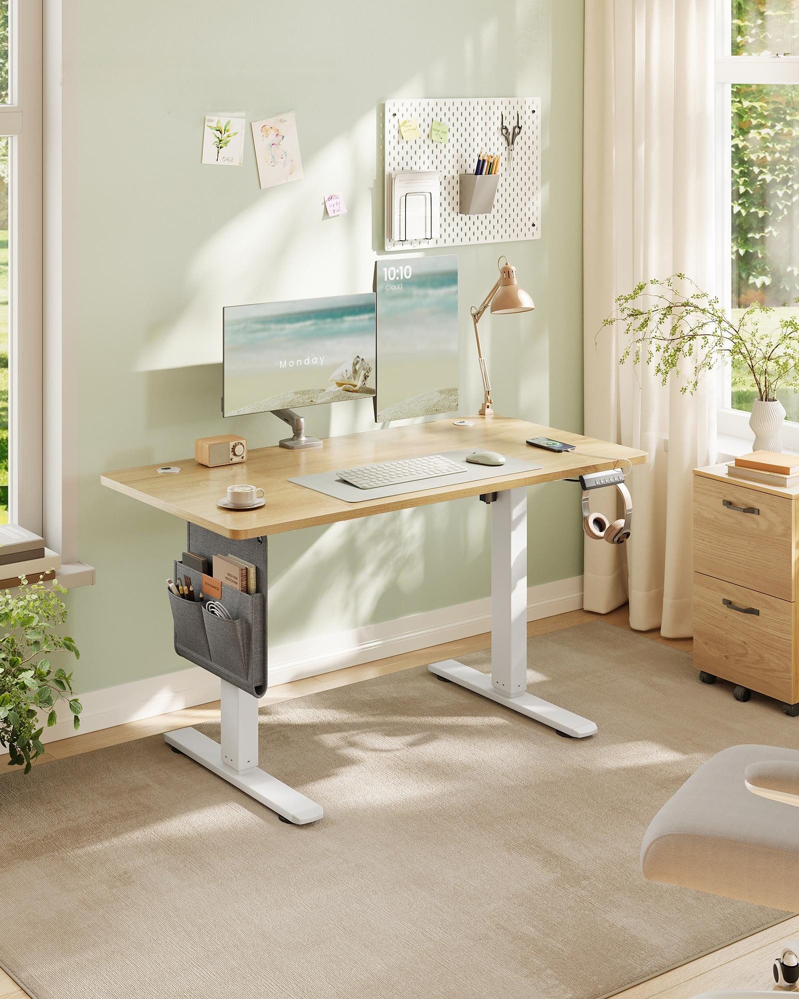 SONGMICS Schreibtisch Höhenverstellbarer elektrisch, 120/140/160/180 cm, günstig online kaufen