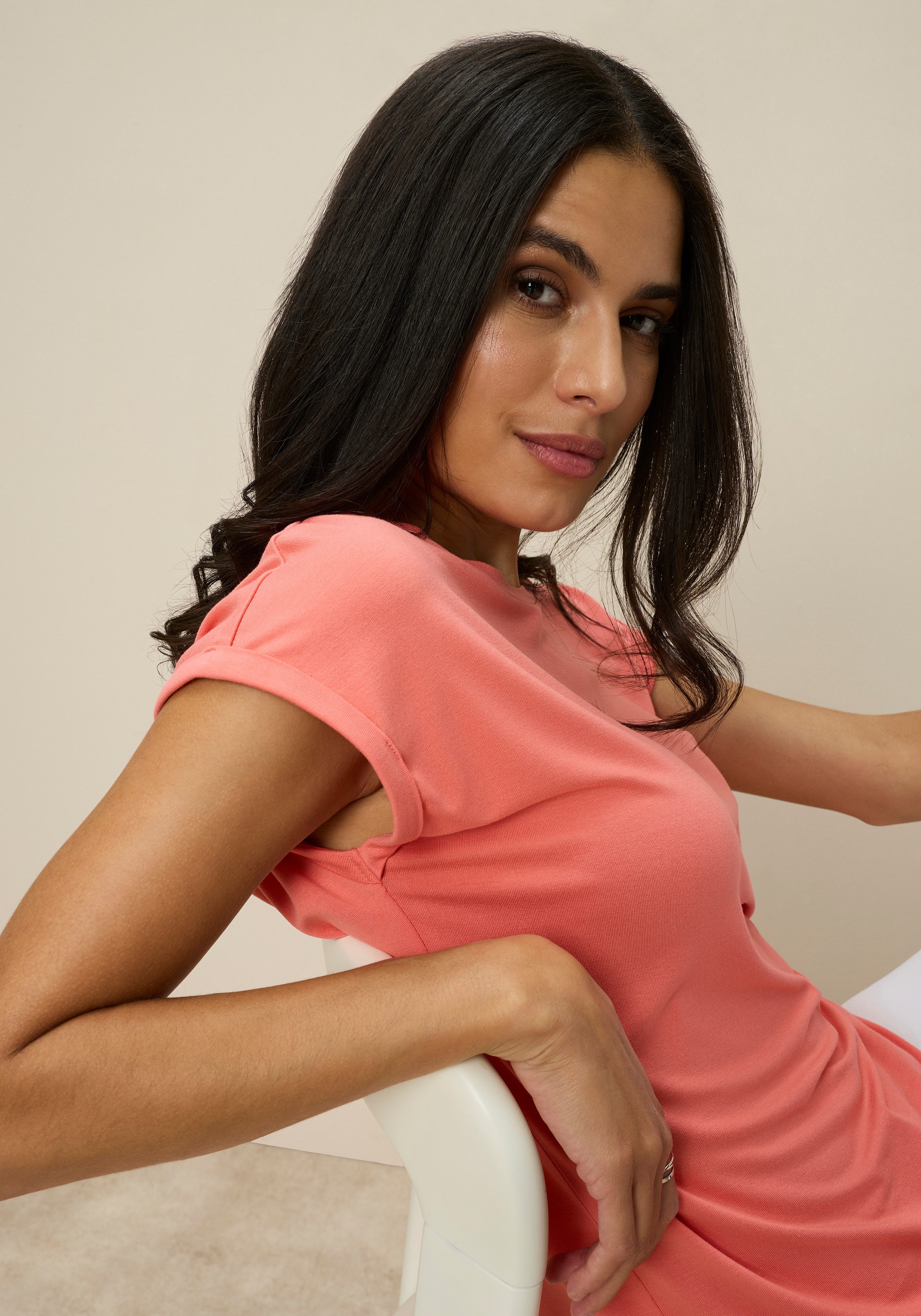 Tamaris T-Shirt Regular Fit, mit überlappenden Schultern, Kurzarm mit Aufsc günstig online kaufen