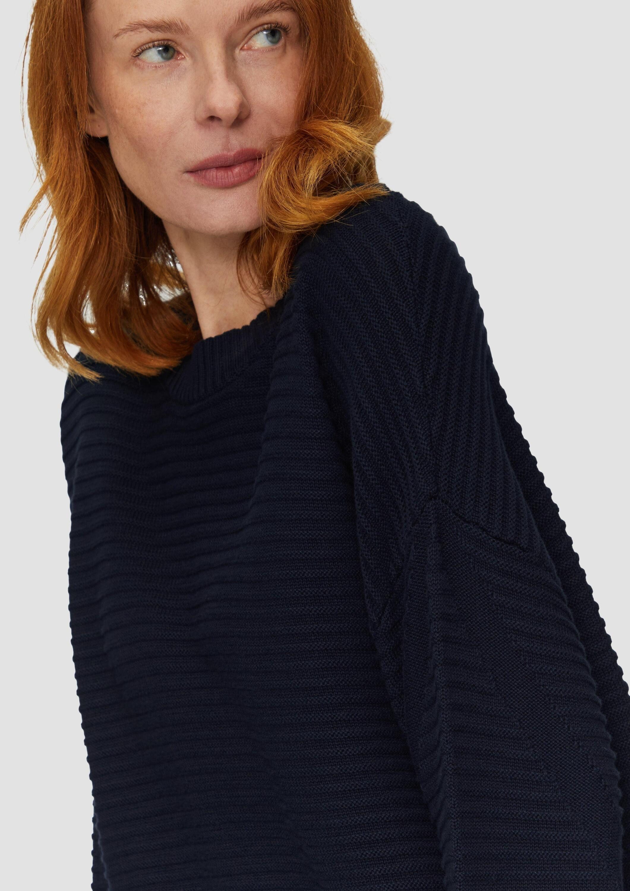 s.Oliver Longpullover Strickpullover Oversized Strickpullover mit Strukturdetails