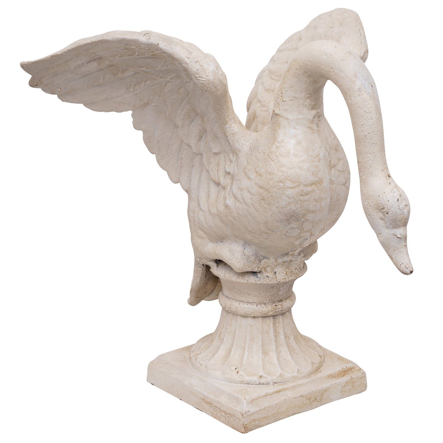 Aubaho Gartenfigur Eisenfigur Schwan Skulptur Entenvogel Dekoration Garten Eisen Figur An