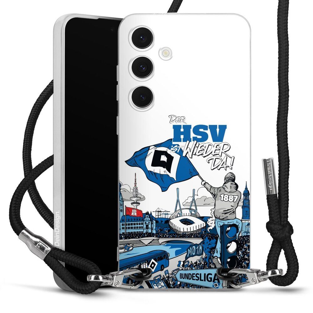 DeinDesign Handyhülle Hamburger SV Offizielles Lizenzprodukt Aufstieg, Samsung Galaxy S24 FE 5G Handykette Hülle mit Band Case zum Umhängen