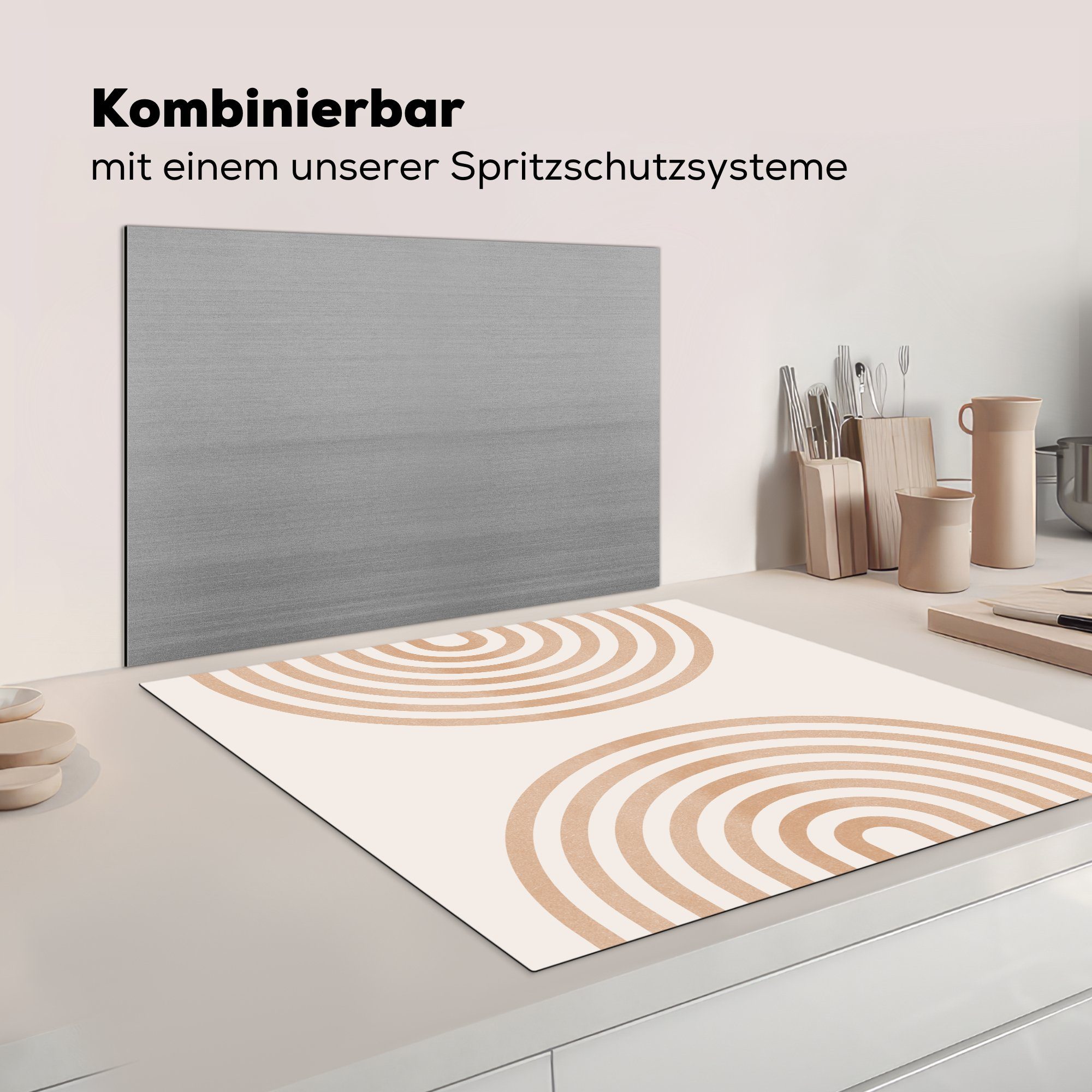 Regenbogen Kunst - Vinyl, tlg), Ceranfeldabdeckung, MuchoWow Braun - Herdblende-/Abdeckplatte 78x78 cm, - Abstrakt (1 für Arbeitsplatte Weiß, küche -