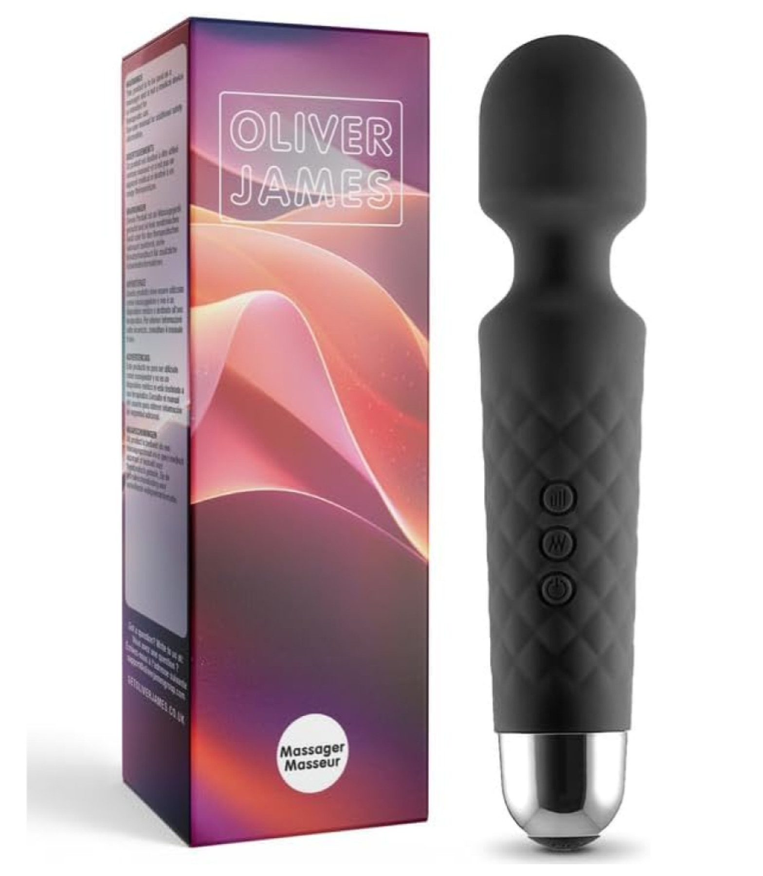 Oliver James Massagegerät mit mehreren Vibrationsstufen – 20 Modi, 8 Geschwindigkeiten, strahlwassergeschützt und wiederaufladbar, körperfreundliches Silikon, leiser Vibrationsbetrieb
