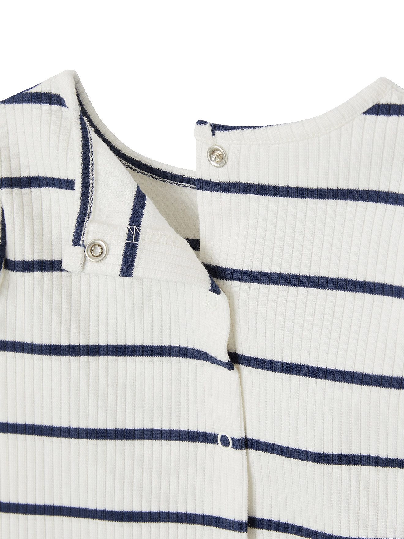 vertbaudet Langarmshirt Geripptes Mädchen Baby Shirt mit Volantärmeln, Bio-Baumwolle, Runder Ausschnitt