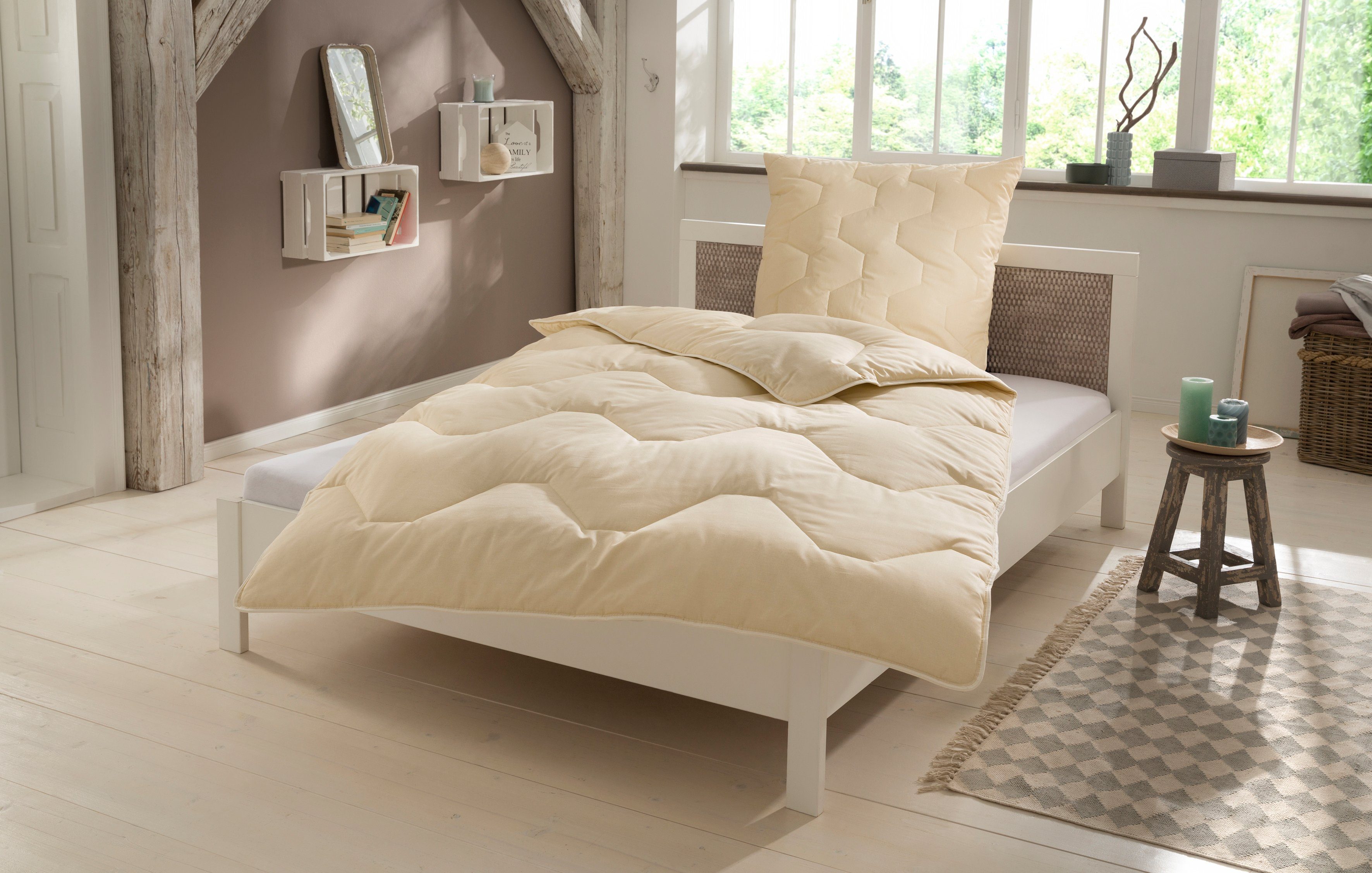 OTTO home Naturfaserbettdecke Baumwolle 60 °C, Bettdecke 135x200 cm, 155x220 cm, 200x200 cm, Füllung: 100% Baumwolle, Bezug: 100% Baumwolle, Bettdecken, Sommer, Winter, 4 Jahreszeiten, Decke, Made in Germany