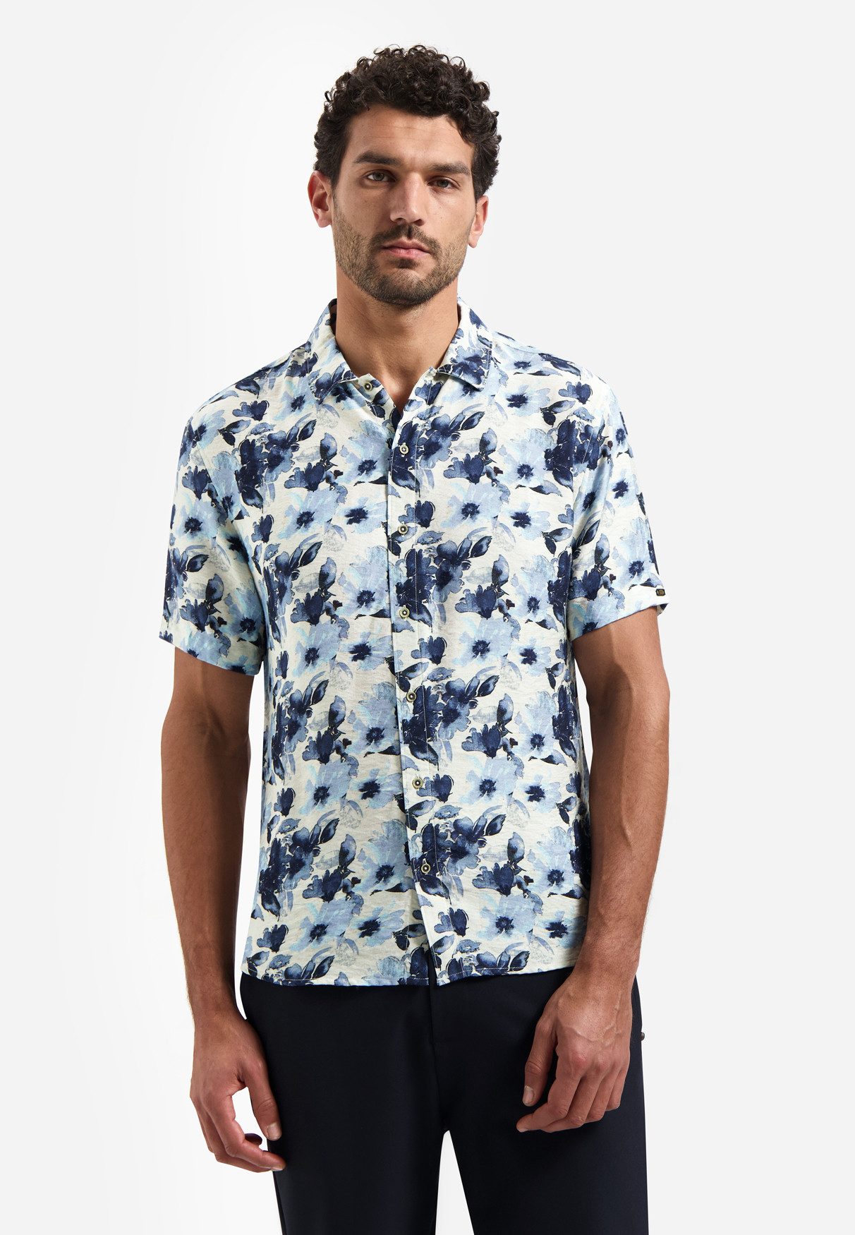 NO EXCESS Kurzarmhemd Shirt Short Sleeve Stretch Allover - Kurzarmhemd - Hemd Herren - Somme