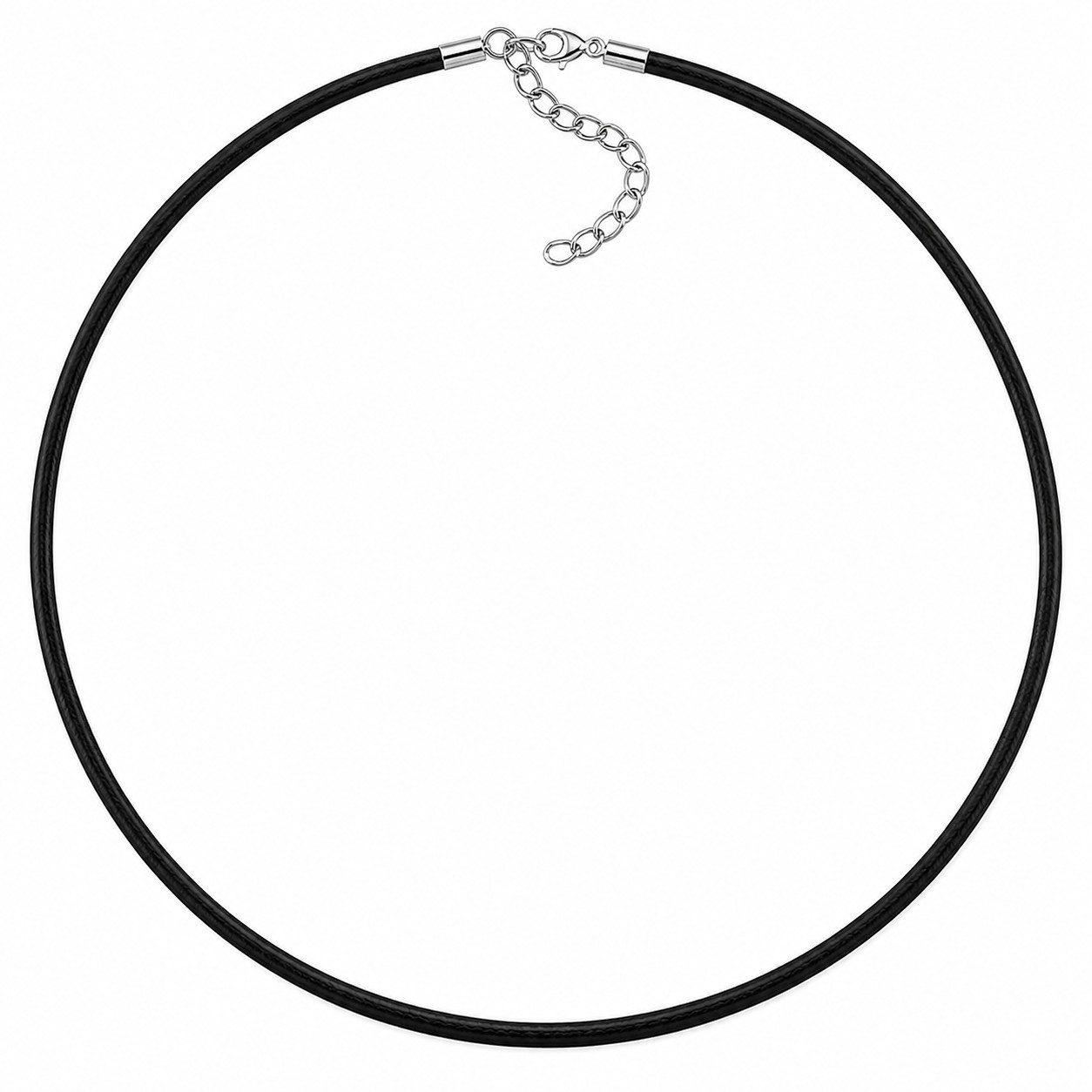 unbespielt Collier Kautschukkette 3 mm schwarz 45 cm mit Karabinerverschluss, Modeschmuck für Damen und Herren