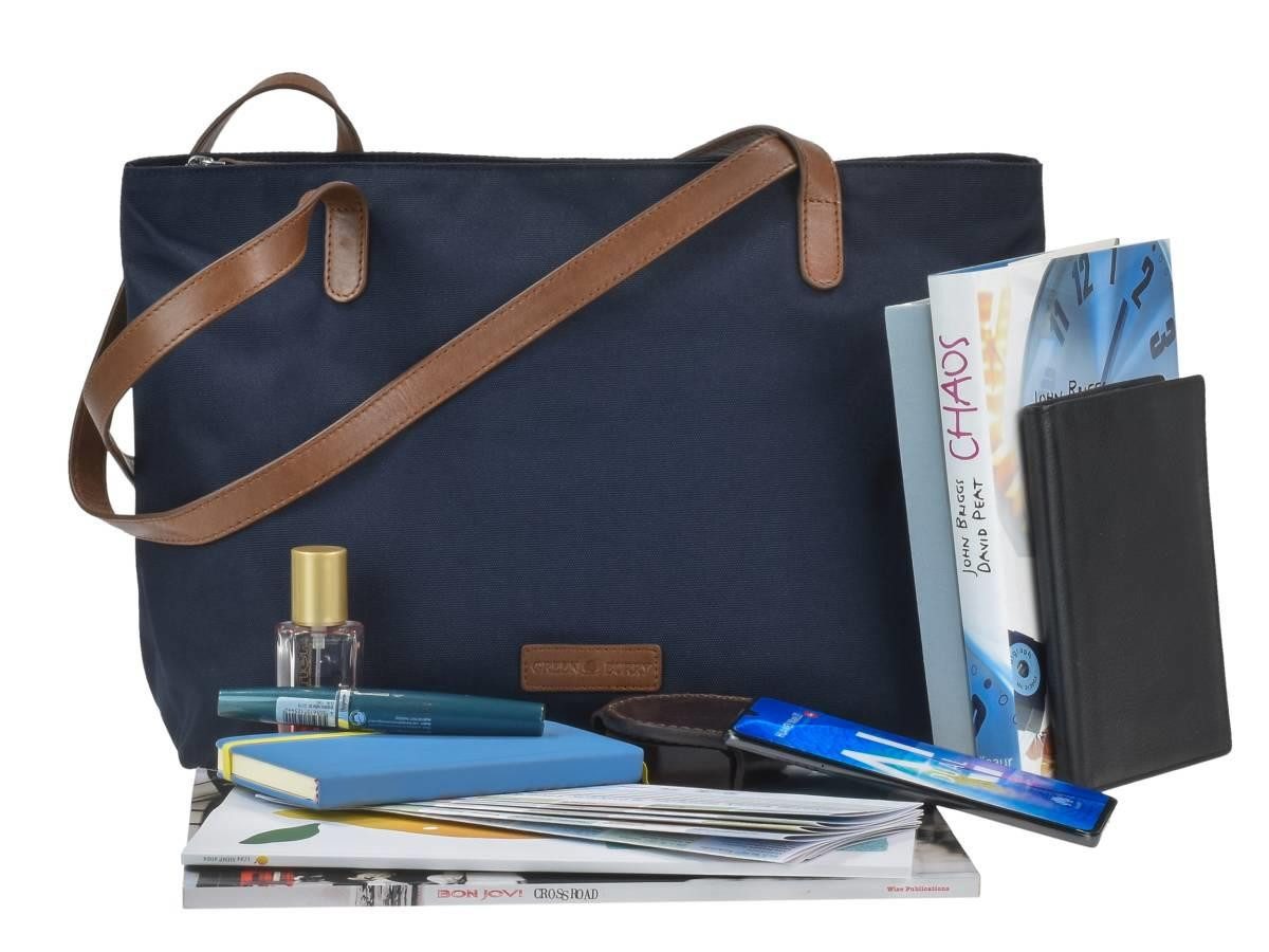 Greenburry Shopper "Diana", leicht, kompakt, praktisch, lange Gurte, blau