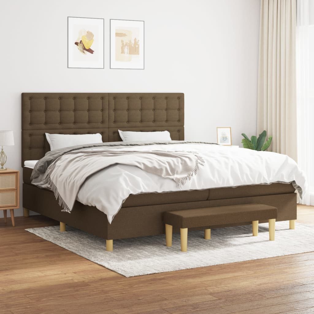 vidaXL Boxspringbett Boxspringbett mit Matratze Dunkelbraun 200x200 cm Stof günstig online kaufen