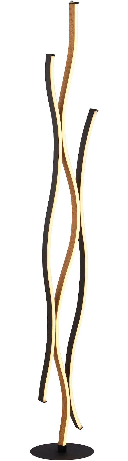 Searchlight LED Stehlampe Stehlampe Bloom, 1-flammig, LED fest integriert, Farbwechsler, Mit Holzoptik