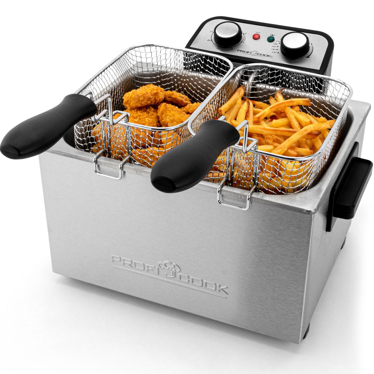 ProfiCook Kaltzonenfritteuse PC-FR 1038 inox, 5L Kapazität mit 3 Körben und Kaltzonentechnik
