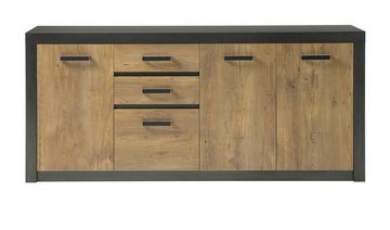 Furn.Design Sideboard Beveren (Anrichte in Kastanie mit grau, 198 x 88 cm), 4-türig