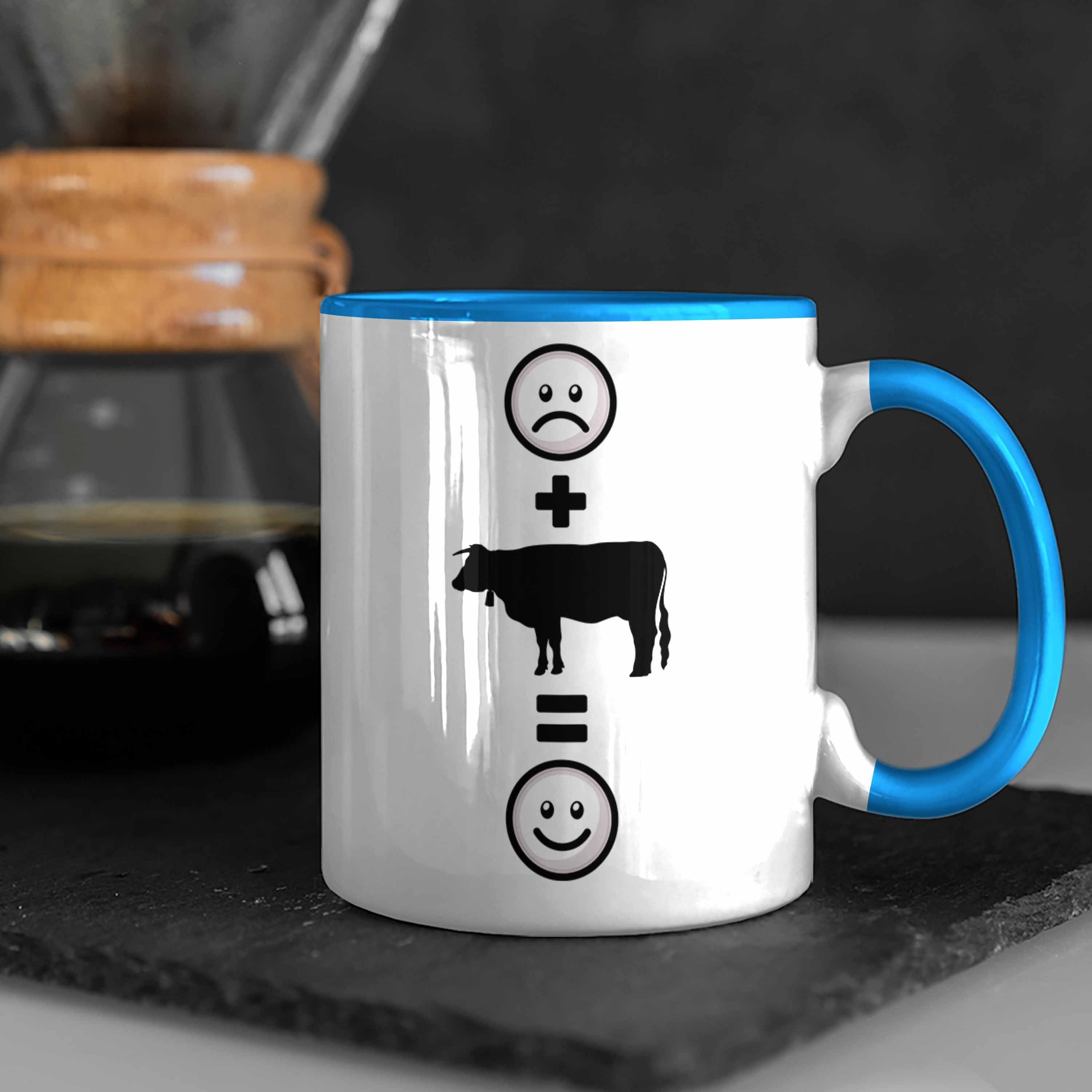 Trendation Tasse Blau Bauern für Rinder :(Kuh) Tasse Geschenk Kühe Landwirt Lustige