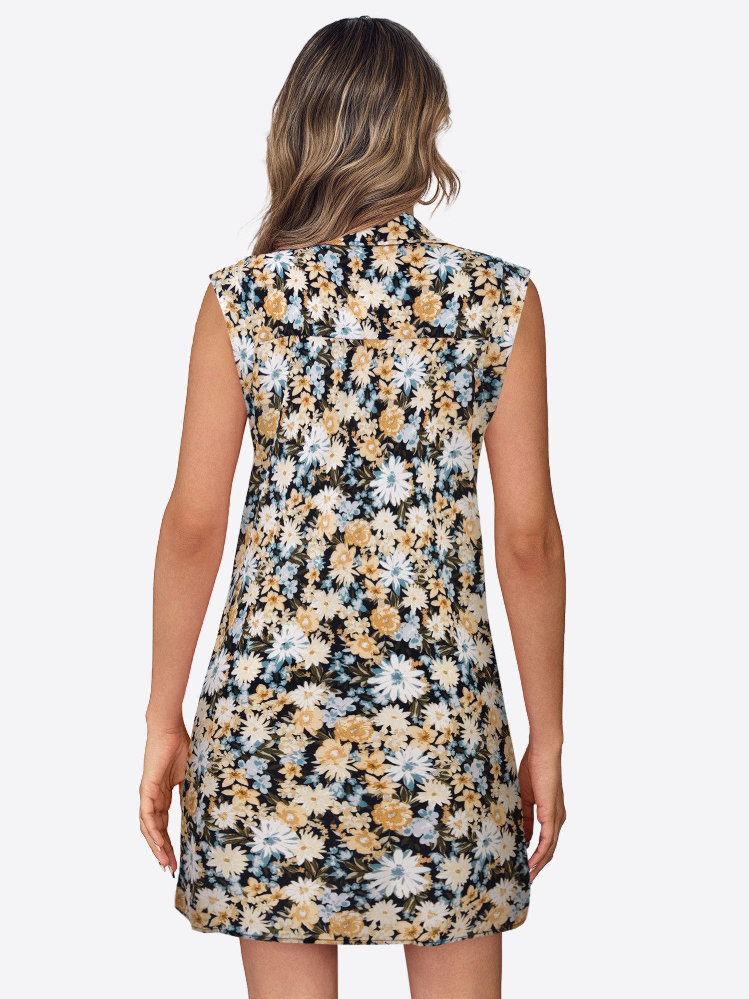 Imily Bela Druckkleid Damen ärmellos Blumenmuster mit V-Ausschnitt und Seit günstig online kaufen
