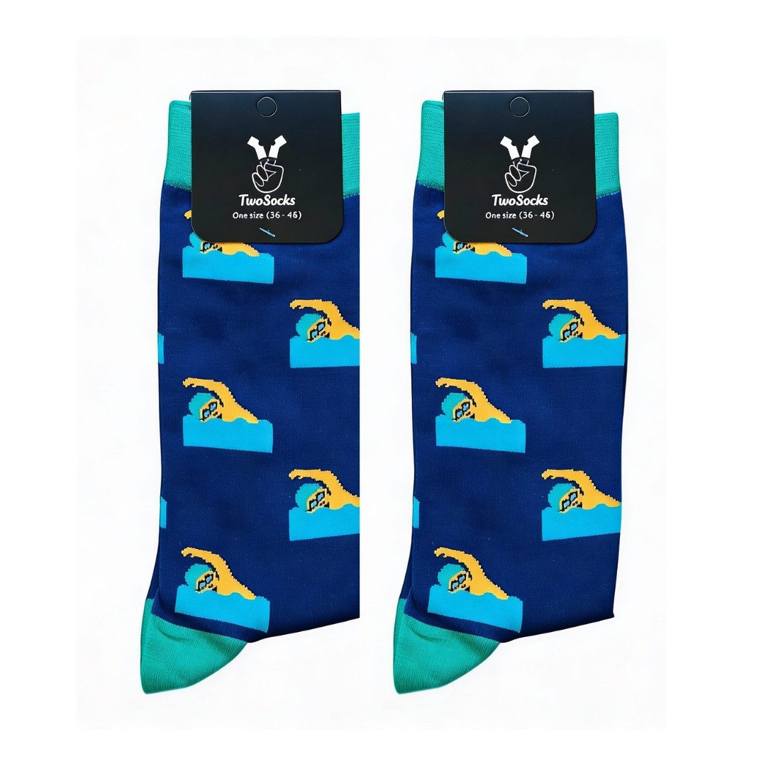 TwoSocks Funktionssocken Schwimmer Socken lustige Socken Herren & Damen, Einheitsgröße (2-Paar)