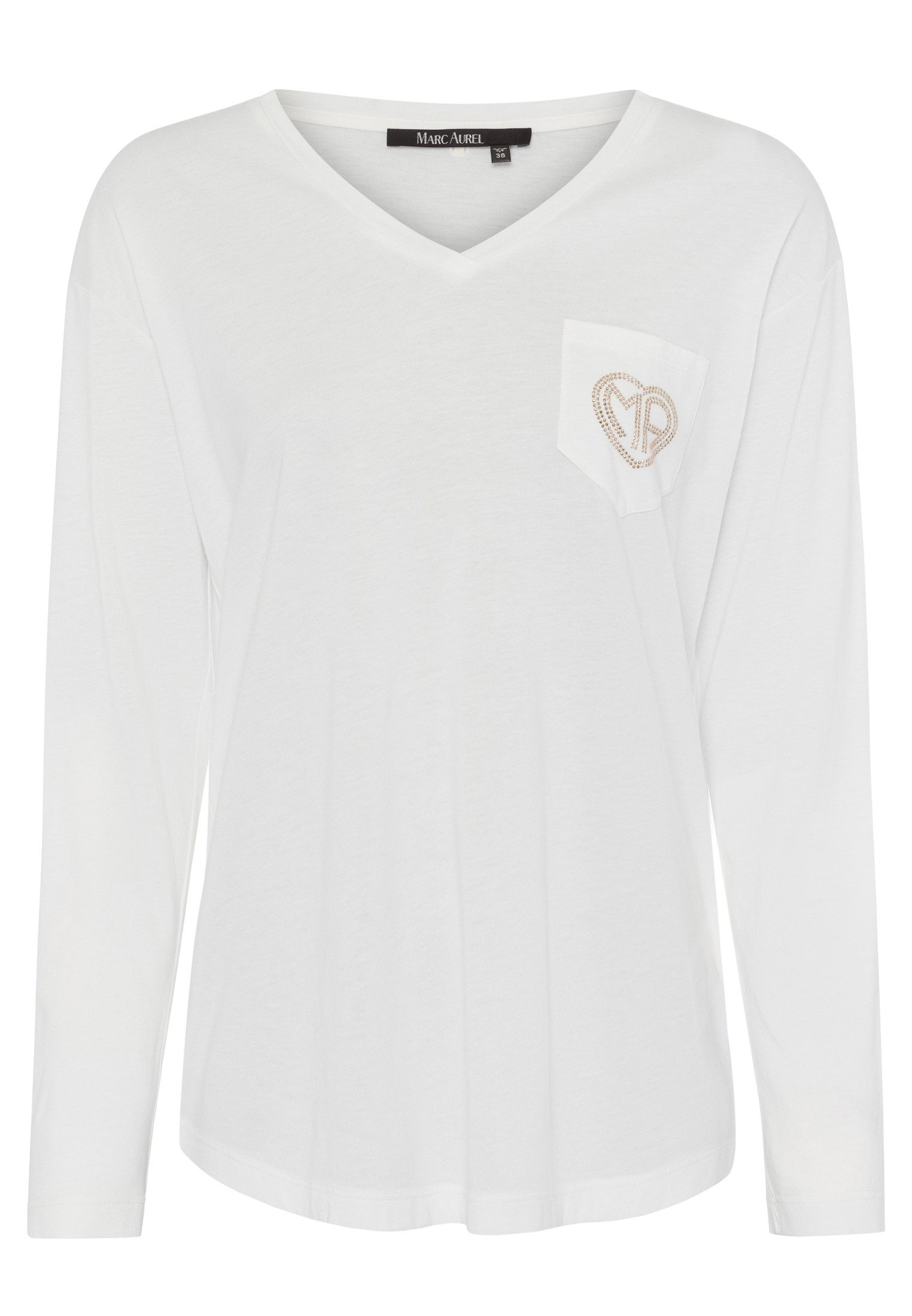 MARC AUREL Langarmshirt mit Strass-Logo günstig online kaufen