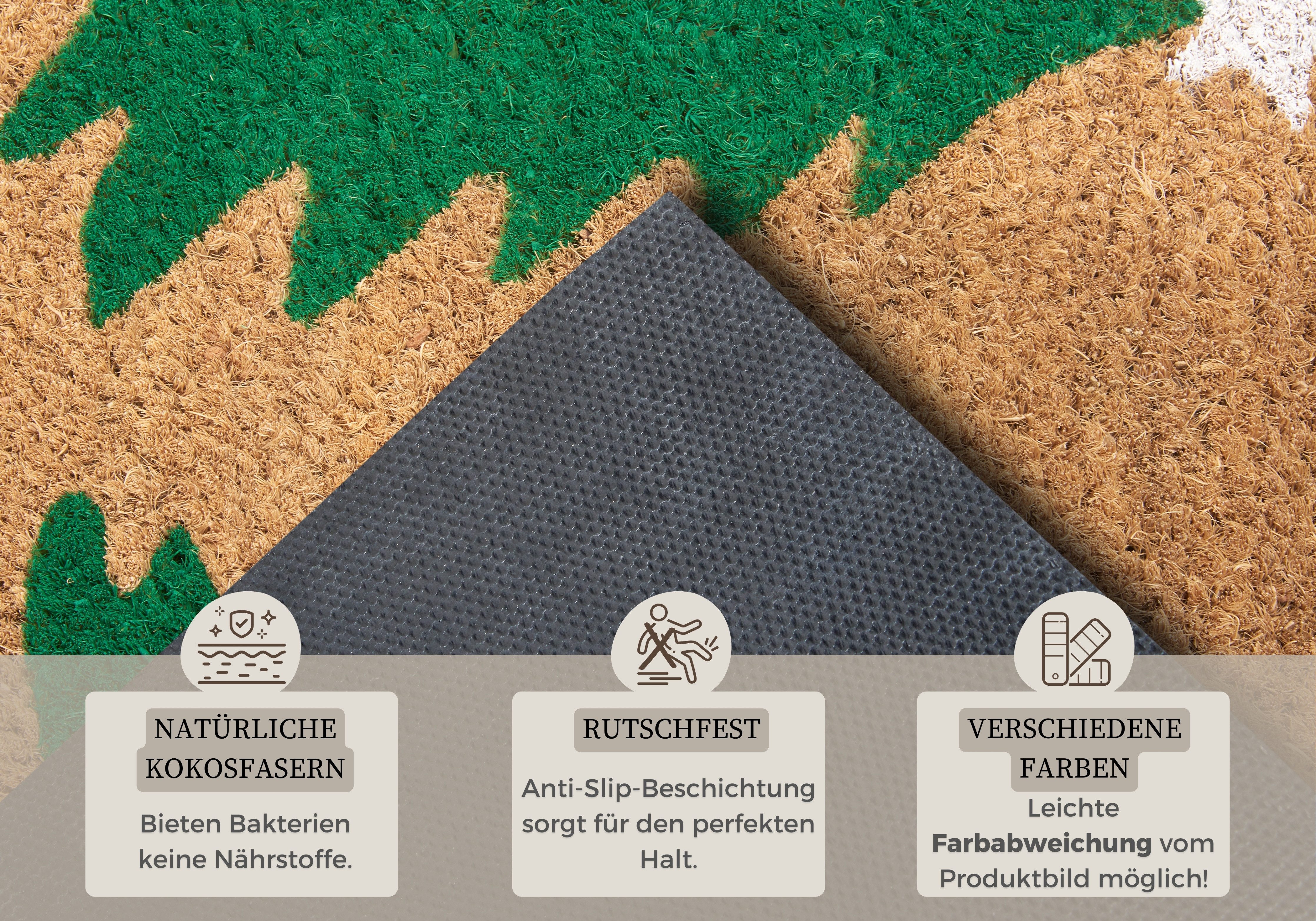 HANSE Home Fußmatte Mix Mats Kokos Decorated Pine Trees, Türmatte, rechteckig, Höhe: 15 mm, Weihnachten, Schmutzfangmatte, Outdoor, Rutschfest, Innen, Kokosmatt – Bild 3 von 5