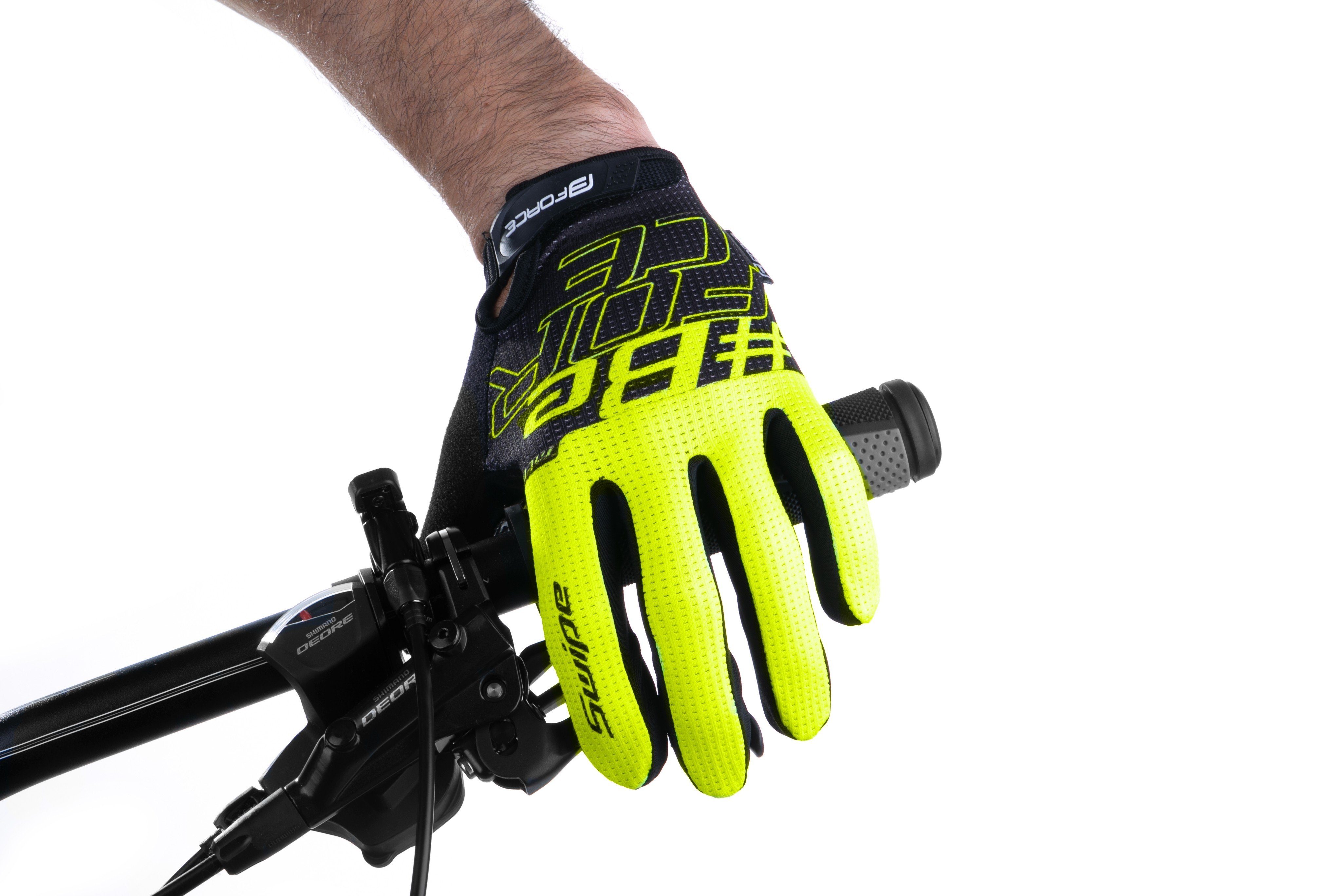 FORCE fluo-schwarz Fahrradhandschuhe plus Handschuhe MTB SWIPE FORCE +15°C