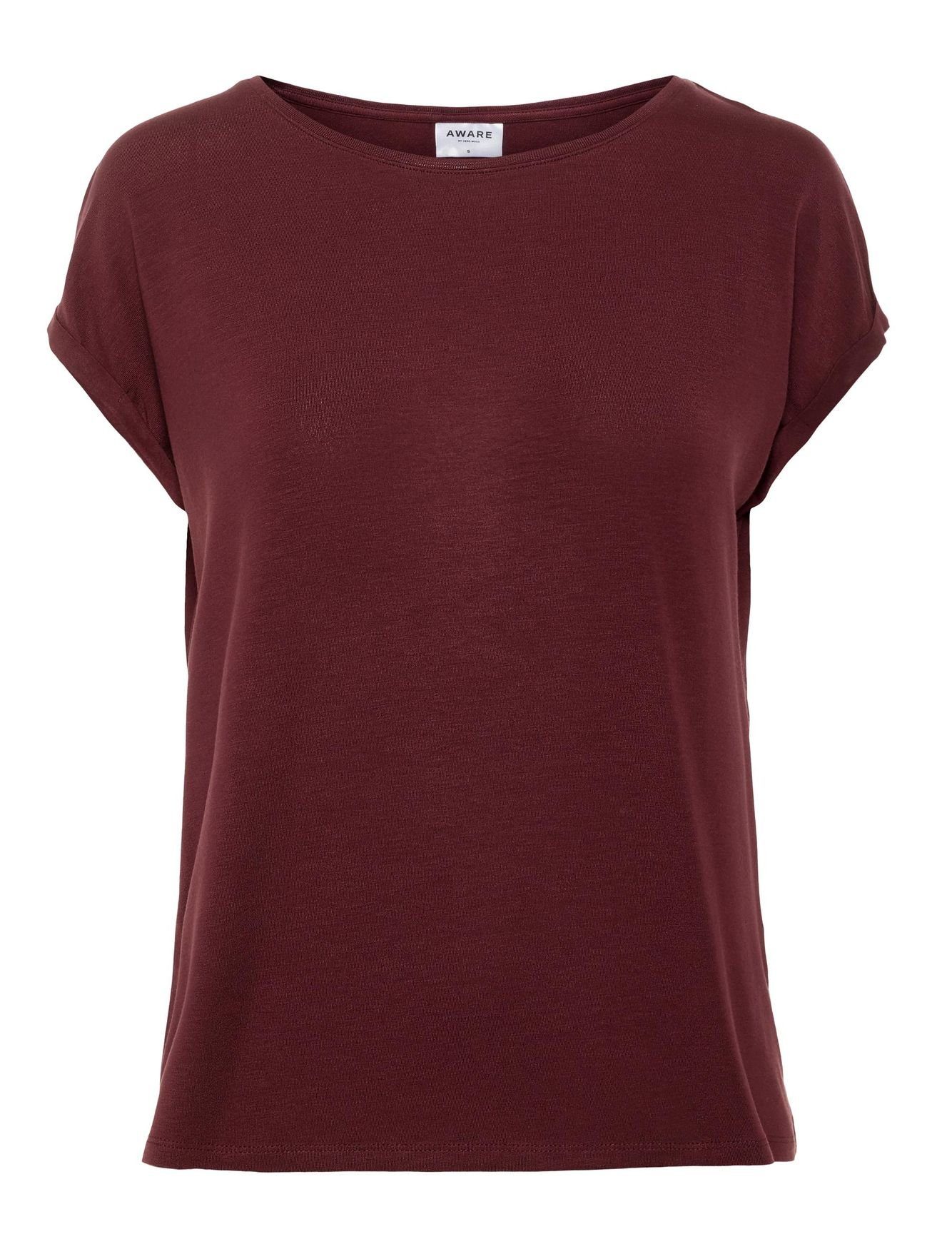 Rundhals Basic in 4078 T-Shirt Weinrot Vero (1-tlg) Einfarbiges Moda VMAVA T-Shirt