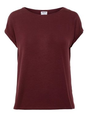 Vero Moda T-Shirt Einfarbiges Rundhals Basic T-Shirt VMAVA (1-tlg) 4078 in Weinrot