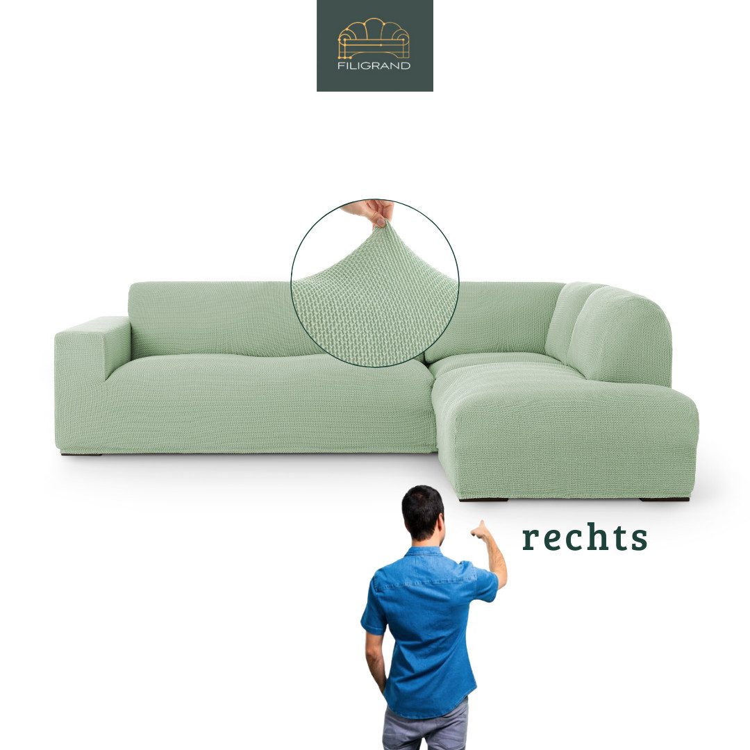 Belmarti Ecksofahusse Bezug für Ecksofa mit Halbinsel rechts/links, elastisches Material, hochwertiger und langlebiger Baumwollmix