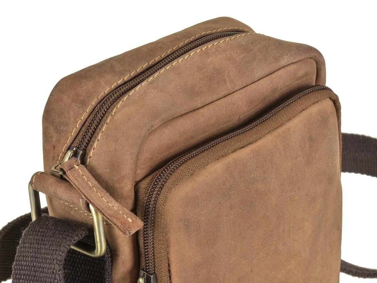 Greenburry Umhängetasche "Vintage" Leder, used Look, Schultertasche, Herrentasche, Leder, 16x19cm