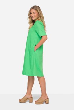 Laurasøn Jerseykleid Leinenmix-Kleid A-Line V-Ausschnitt Halbarm