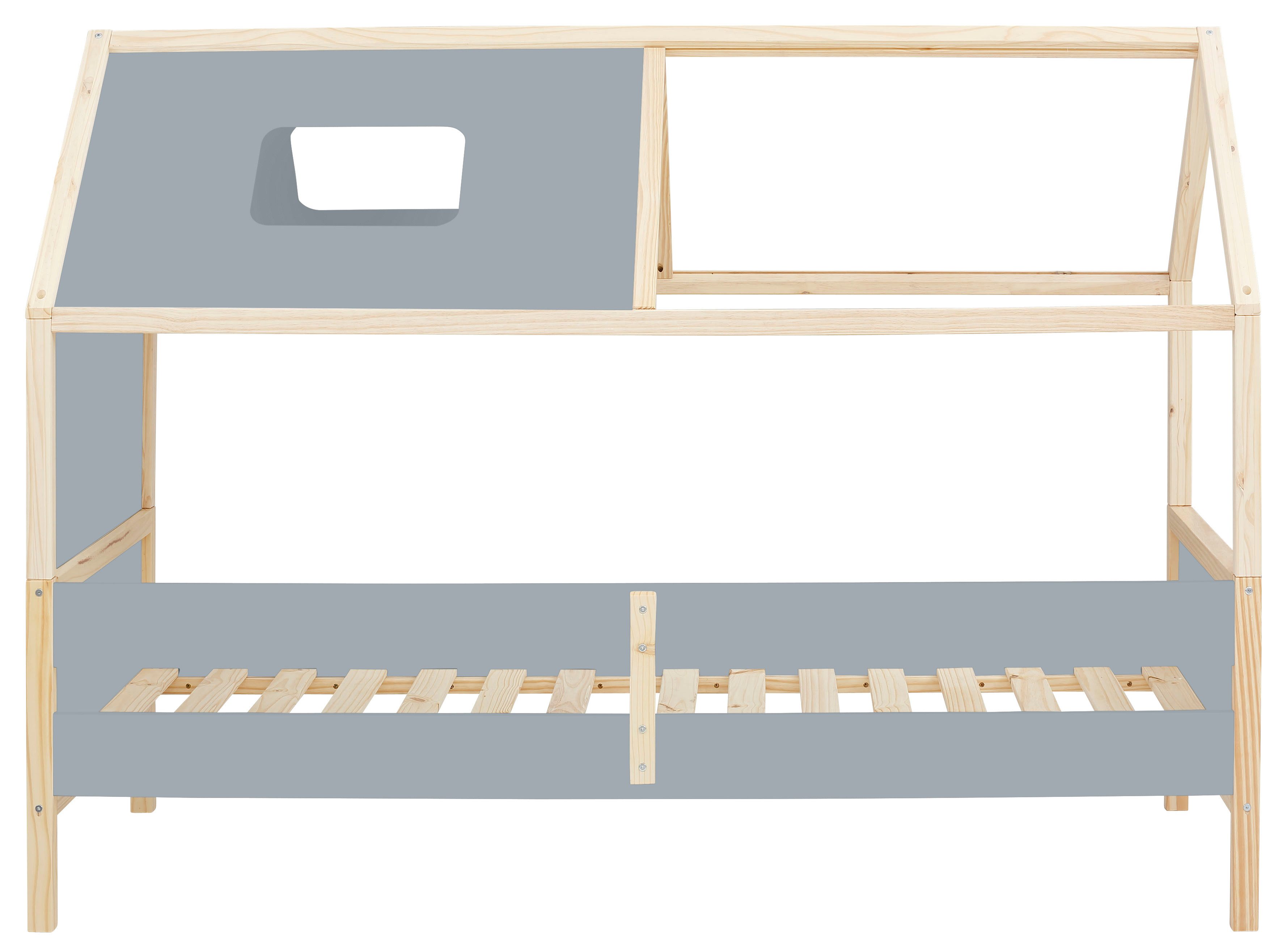 Paneele, Einzelbett, und Kiefernholz, Liefefläche Lattenrost 90x200 (1-tlg), Hausbett grau/natur cm Lüttenhütt Meentje