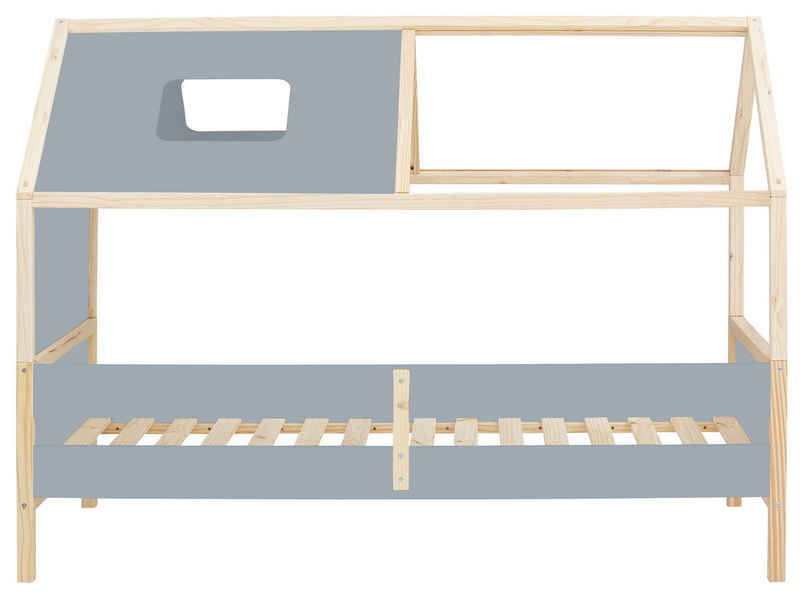 Lüttenhütt Hausbett Meentje (1-tlg), Kiefernholz, Einzelbett, Lattenrost und Paneele, Liefefläche 90x200 cm