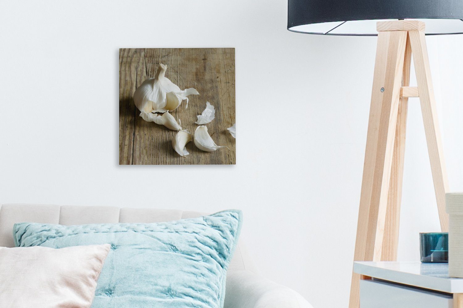 OneMillionCanvasses® Leinwandbild Ein Knoblauch, dem Teil Leinwand (1 ein Schlafzimmer für Wohnzimmer St), fehlt, davon Bilder