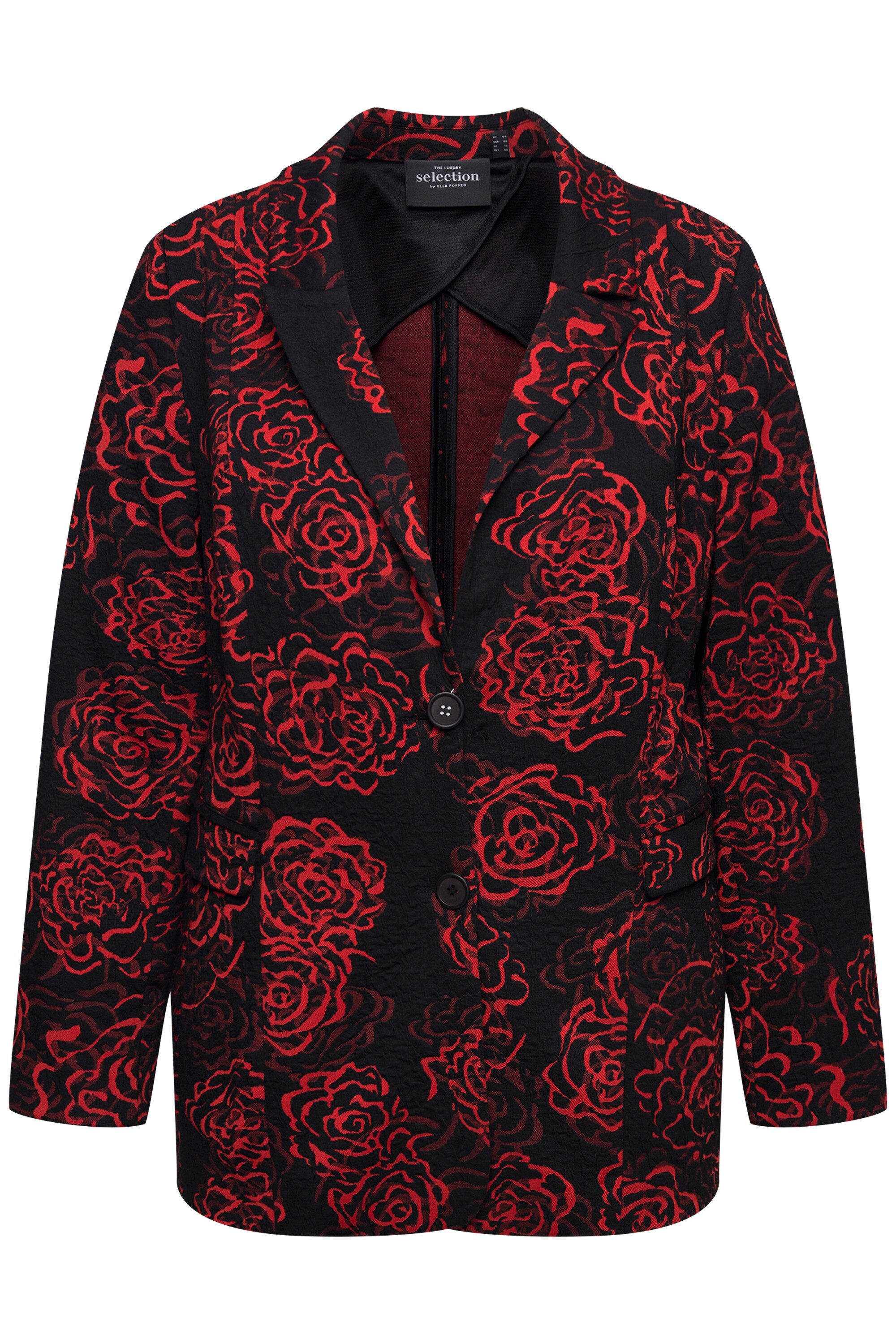 Ulla Popken Blusenblazer Jacquard-Jerseyblazer Reverskragen florales günstig online kaufen