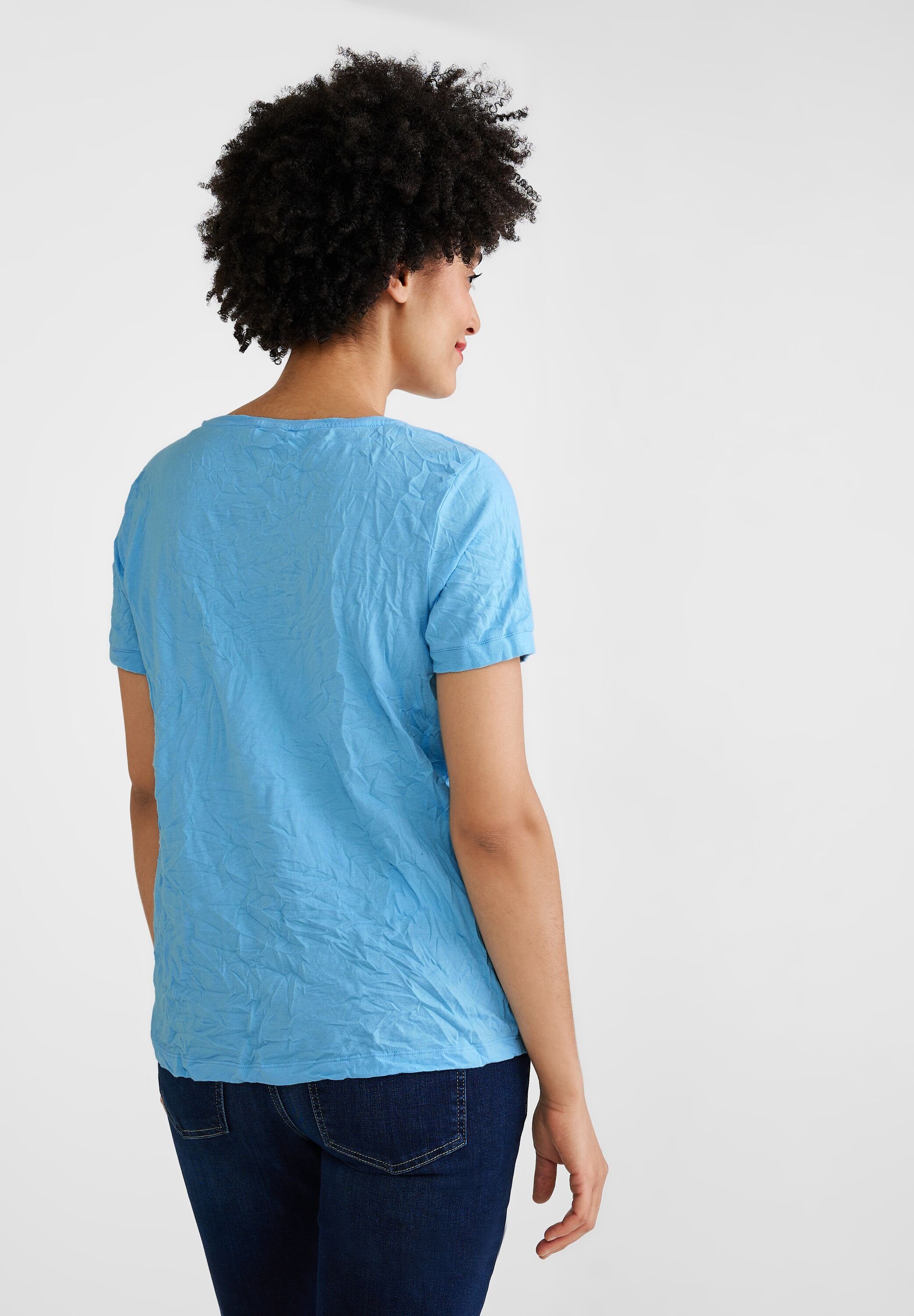 aus ONE Materialmix splash T-Shirt softem STREET blue