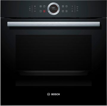 BOSCH Einbaubackofen Serie 8 HBG635B, mit Teleskopauszug nachrüstbar, ecoClean Direct, mit Pizzastufe