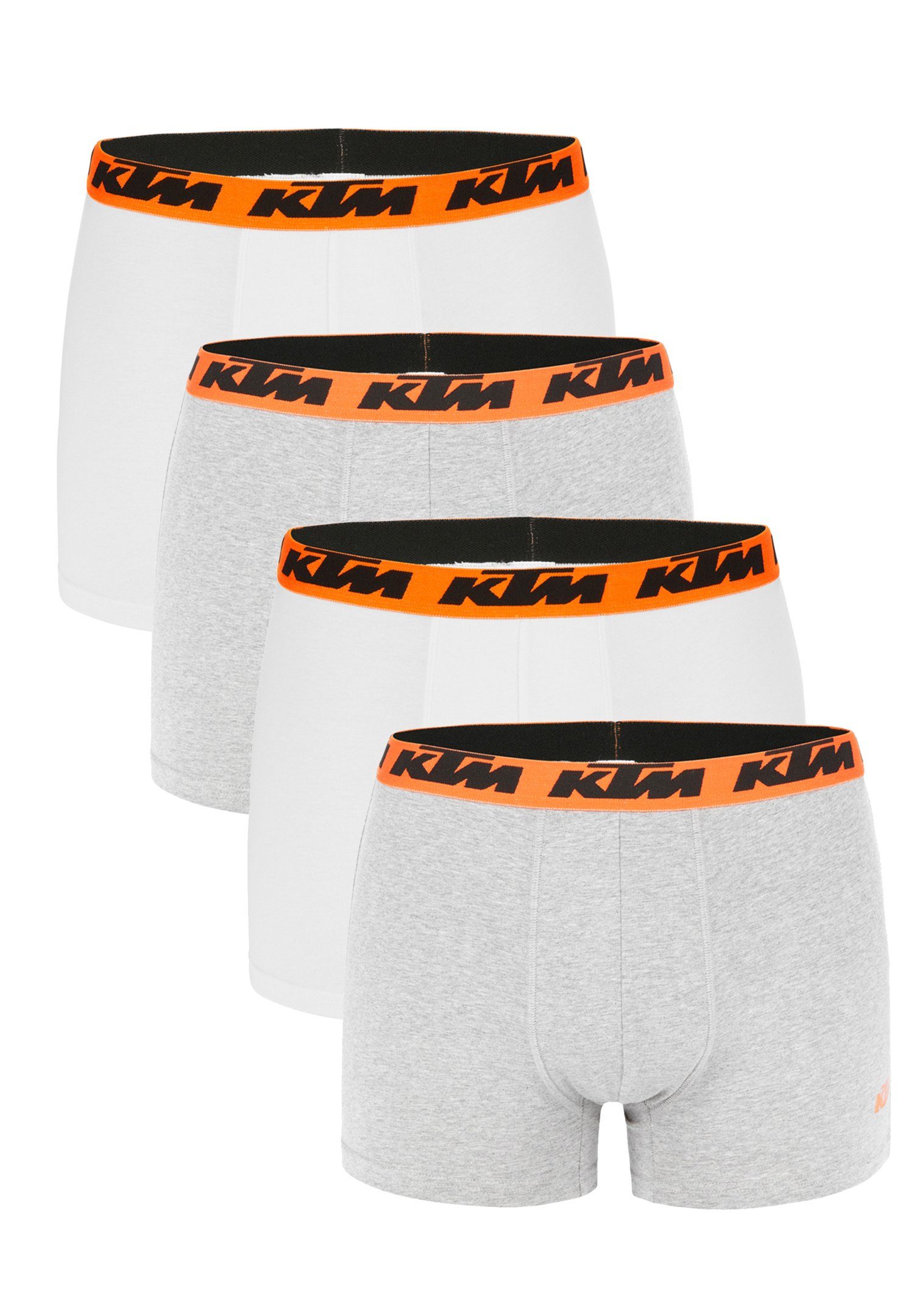 KTM Boxershorts 4er Pack Boxer White2 Cotton Grey Light (Set, Man 4er-Pack) / 4-St