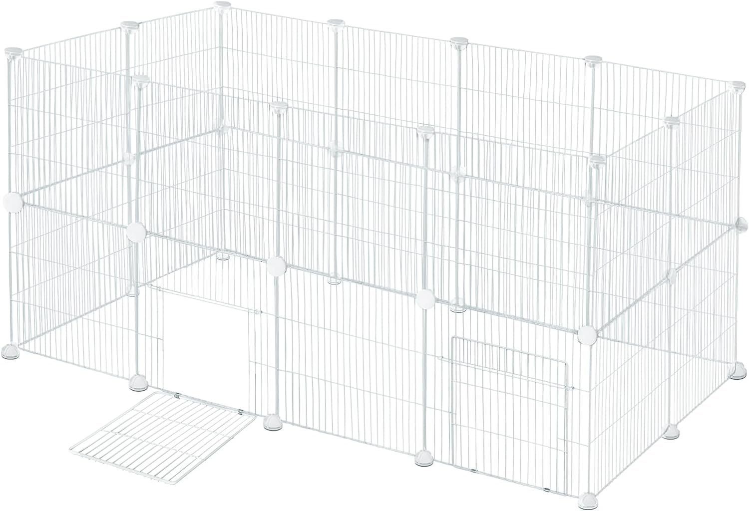 EUGAD Freigehege, für Kaninchen,Laufstall Laufgitter mit Tür 142x72x72cm von EUGAD