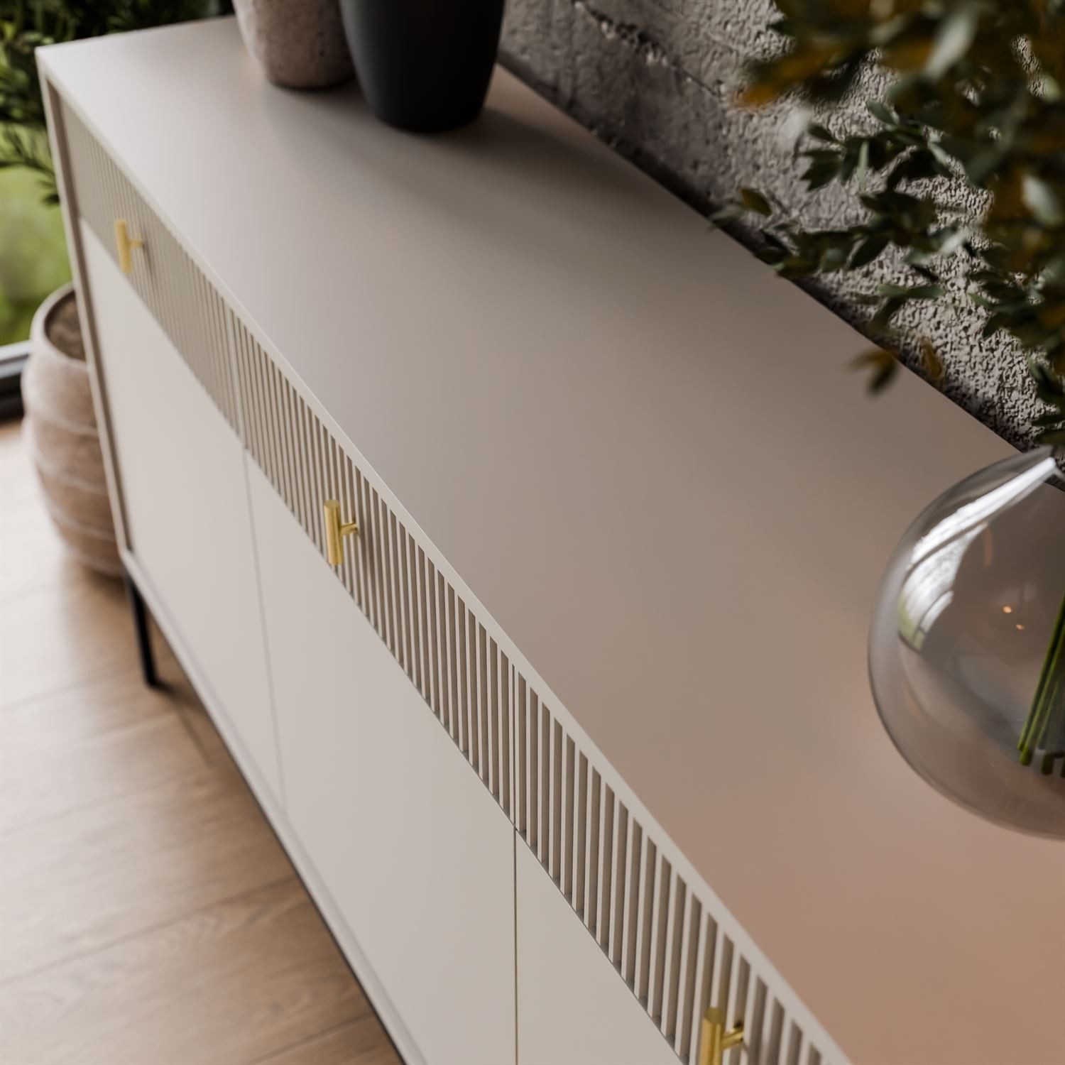 Lookway Kommode MIDNIGHT 3D3S mit drei Schubladen auf Gestell, 154,5x39x82,5 – Bild 5 von 5