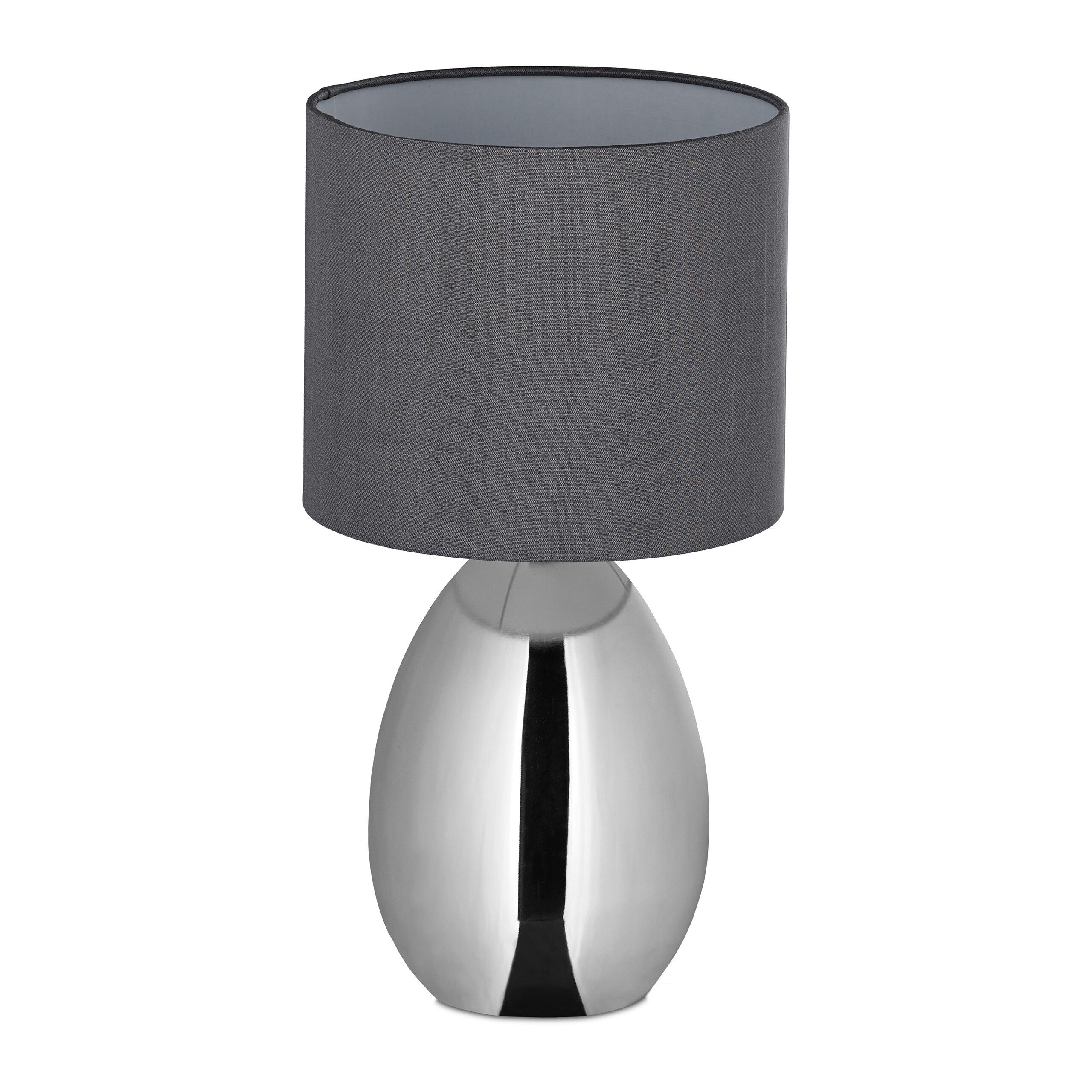 relaxdays Nachttischlampe Tischlampe Metall & Stoff, ohne Leuchtmittel, sil günstig online kaufen